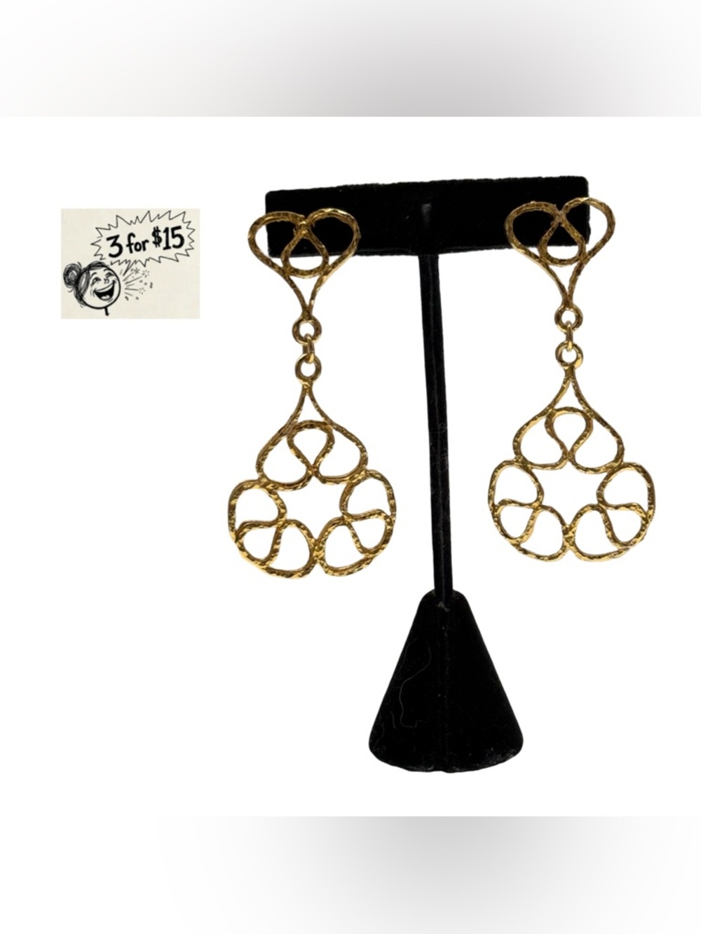 Gold Openwork Drop Earrings - Elegant Women Jewelry